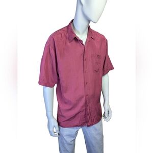 Vintage 90s Silk Short Sleeve Button Up Shirt – Size Large | Gordie Howe